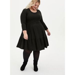 Torrid Super Soft Plush Olive Green Ribbed Babydoll Knit Dress 1X